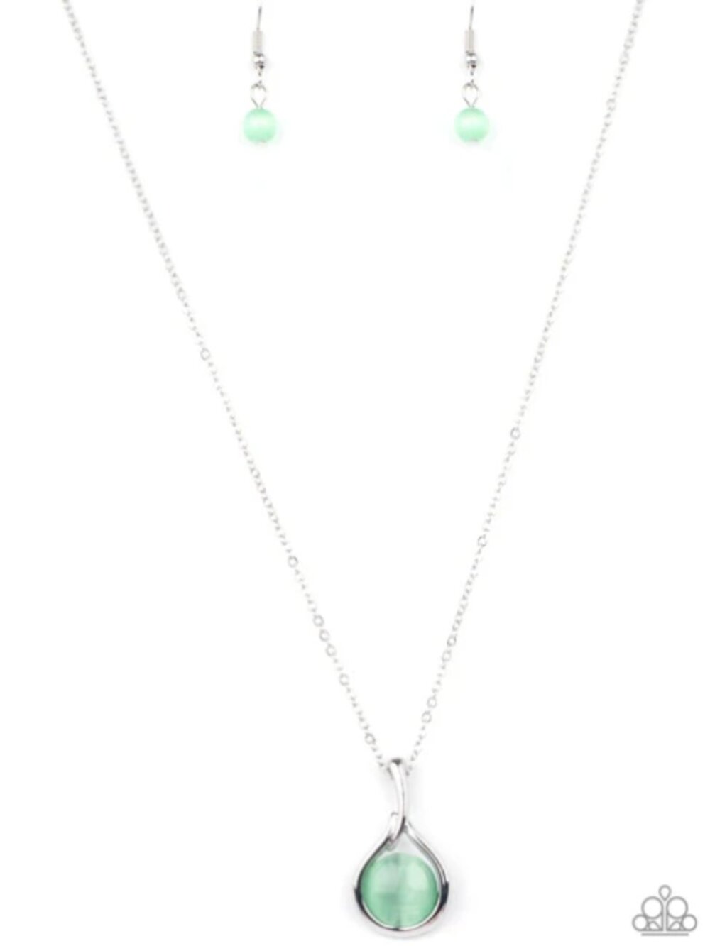 Fairy Lights - Green Cat's Eye Necklace & Earrings Set - Picture 2 of 3